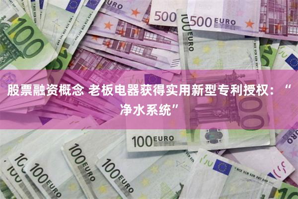 股票融资概念 老板电器获得实用新型专利授权：“净水系统”