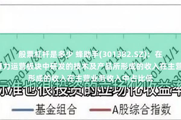 股票杠杆是多少 蜂助手(301382.SZ)：在云终端技术研发+算力运营板块中研发的技术及产品所形成的收入在主营业务收入中占比低