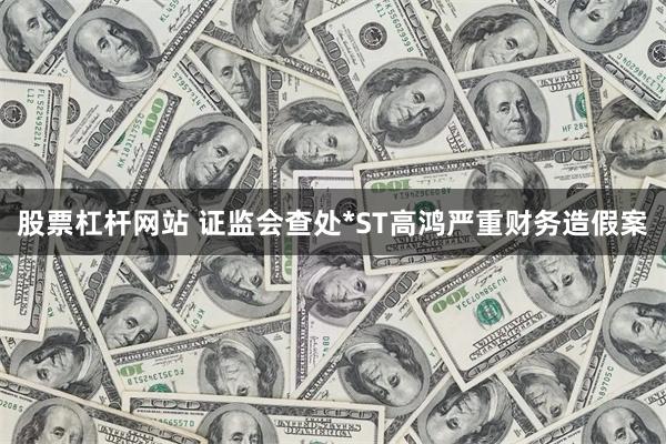 股票杠杆网站 证监会查处*ST高鸿严重财务造假案