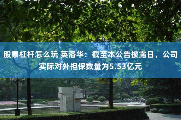 股票杠杆怎么玩 英洛华：截至本公告披露日，公司实际对外担保数量为5.53亿元