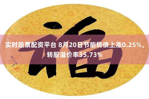 实时股票配资平台 8月20日节能转债上涨0.25%，转股溢价率35.73%